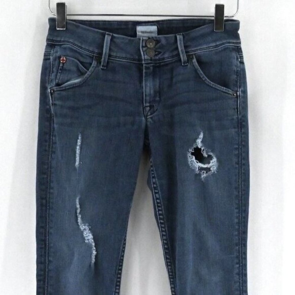 HUDSON Collin Flap Skinny Ankle Ripped Jeans Medium Wash Distressed Womens Sz 25 - Picture 3 of 8